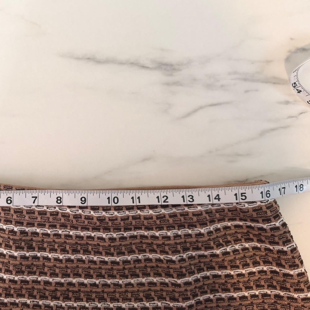 Ming Wang Women Brown Striped Knit Pencil Skirt Size Large Textured Midi Elastic - Picture 9 of 9
